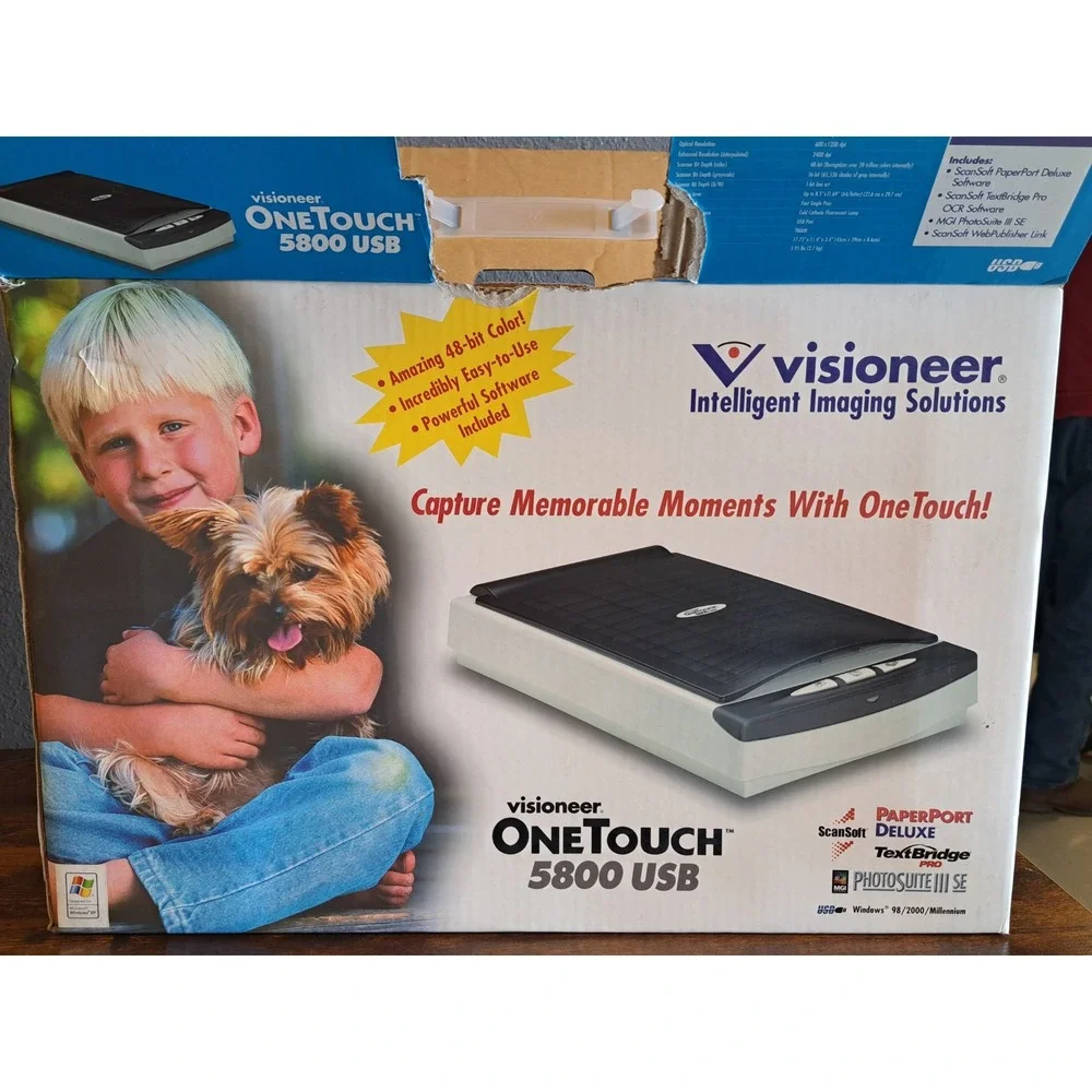 NIB 5800 Flatbed Scanner OneTouch 48-Bit Color, Photo Suite III SE-USB-Visioneer